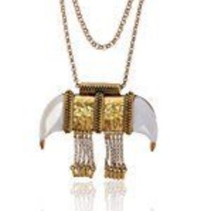 LUCKY BRAND Gold Tone White Tusk Pendant Necklace